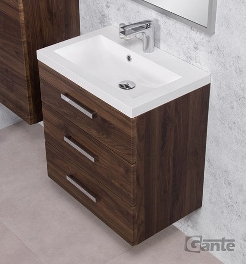 Szafka łazienkowa wisząca z umywalką 60 cm 39/3 Fokus kolor orzech