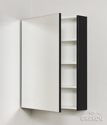 Czarna matowa szafka wisząca z lustrem 60x80 Victa