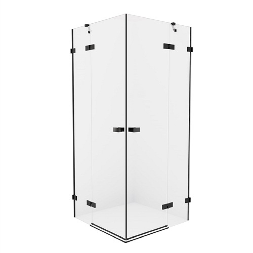 Czarna kabina prysznicowa drzwi uchylne podwójne 90x100 EXK-1614 Avexa Black New Trendy