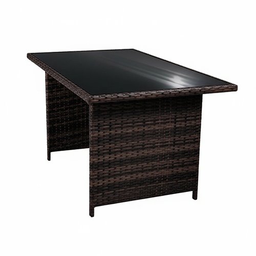 Zestaw mebli ogrodowych z technorattanu narożnik, stół, pufy Toledo brąz zdjęcie 11