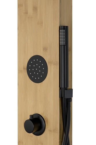 Bali Corsan panel natryskowy bambusowy czarny bateria termostat B-231