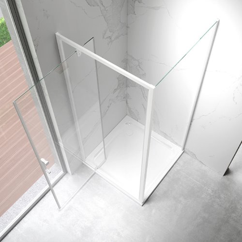 Biała kabina prysznicowa 80x80 kwadratowa drzwi pełne uchylne KZ04B