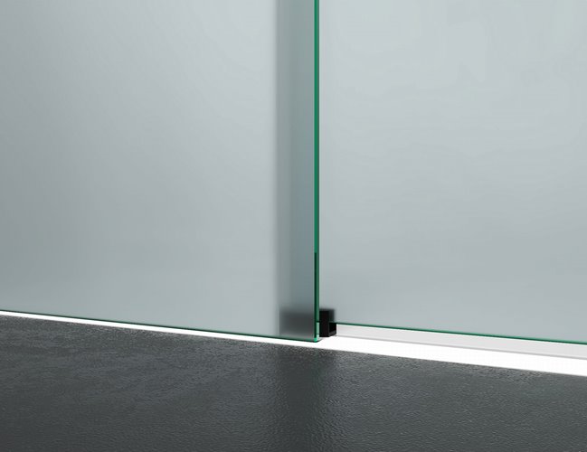 Kabina prysznicowa narożna 140x80 cm szkło 8mm mleczne profile czarny mat Swiss Liniger