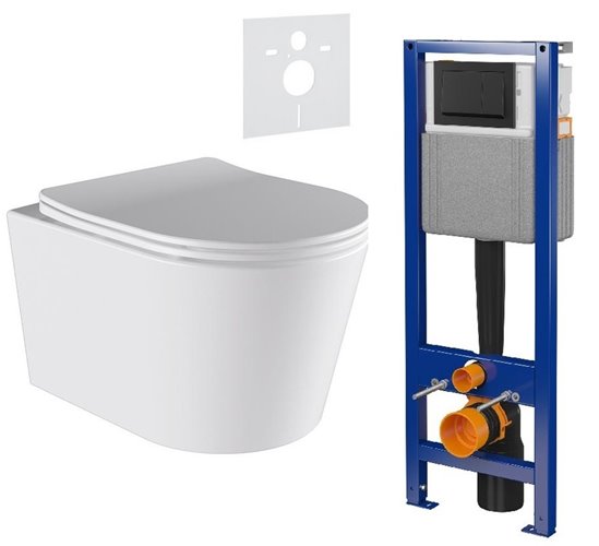 Zestaw podtynkowy stelaż CERSANIT MITO 40 MECH + miska ELITE-WH-03 + przycisk ENTER II czarny mat