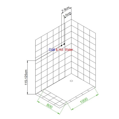 Kabina prysznicowa zabudowana prostokątna profil szczotkowany 100x80 Alma Lewa