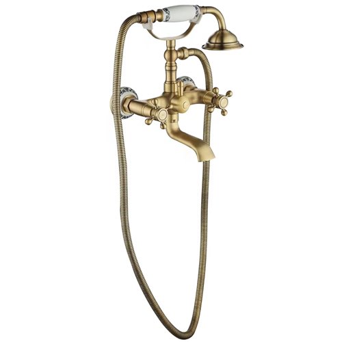 Złota szczotkowana bateria wannowa retro Rustico Rea