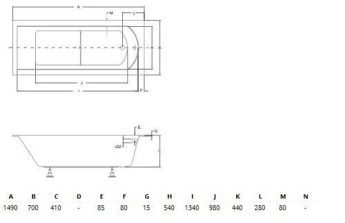 Wanna prostokątna do zabudowy Shea Slim Besco 150 cm