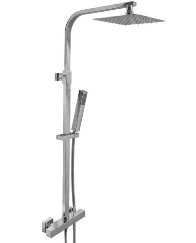 Zestaw natryskowy z kwadratową deszczownicą 20x20 termostat