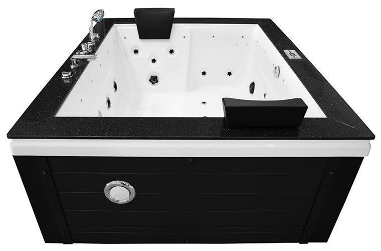 Czarna prostokątna wanna z hydromasażem 180x150 cm MUS-1089C