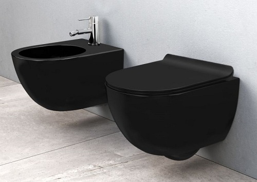 Czarny bidet wc wiszący mini Carlo Rea