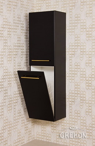 Słupek łazienkowy wiszący z koszem czarny mat 143x40 cm Belli Gold Gante