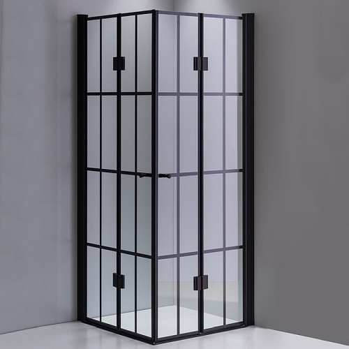 Czarna kabina prysznicowa kwadratowa loft szprosy drzwi składane 100x100 BS08C
