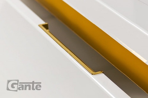 Szafka z umywalką złoty uchwyt 120 cm podwójna umywalka seria Diamond Gold Gante