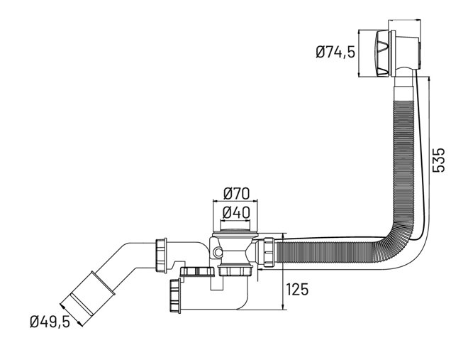 Syfon wannowy automatyczny czarny SW-AB-CZ