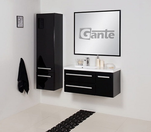 Lustro łazienkowe prostokątne 90x80 cm czarna rama