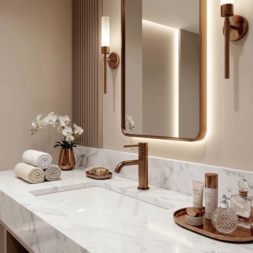 Bateria umywalkowa Rea Lungo Diamond miedź szczotkowana REA-B9844 zdjęcie 7