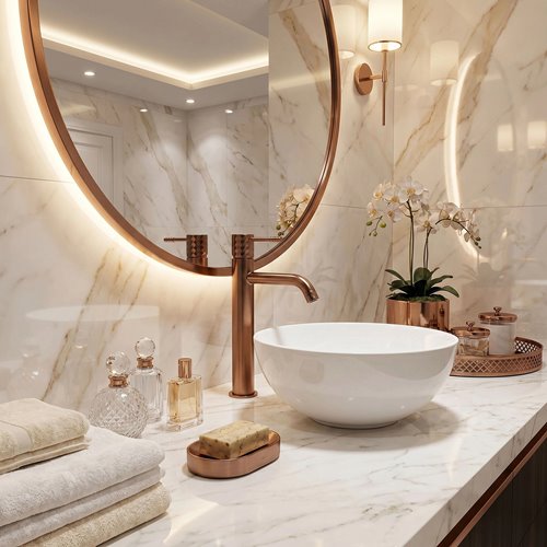 Bateria umywalkowa wysoka Rea Lungo Diamond miedź szczotkowana REA-B9846 zdjęcie 5