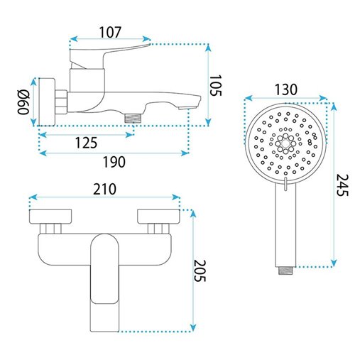 Bateria wannowa chrom Rea Vision REA-B6739 zdjęcie 8