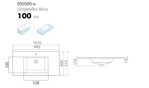 Umywalka 100 cm Ibiza Cerastyle
