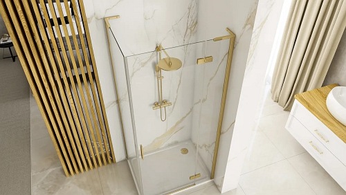 Kabina prysznicowa szczotkowane złoto 100x80 uchylna Hugo Rea Gold