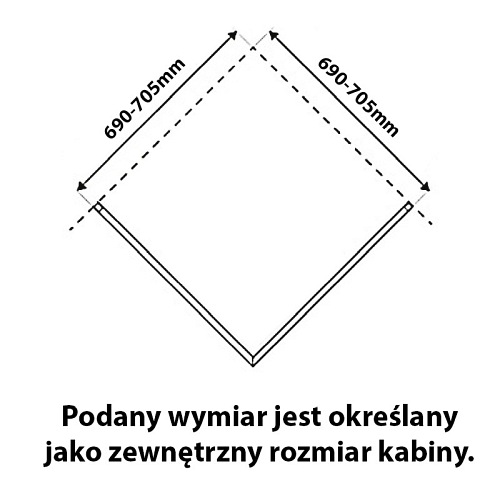 Kabina prysznicowa 70x70 kwadratowa drzwi pełne uchylne KZ04A