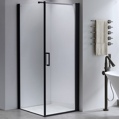 Kabina prysznicowa czarna 90x90 kwadratowa drzwi uchylne BS04B