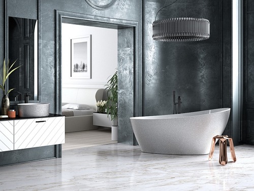 Wanna wolnostojąca + klik-klak chrom srebrna Keya Glam Besco 165x70 cm