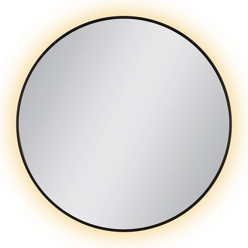 Lustro łazienkowe okrągłe 80 cm czarna rama z oświetleniem LED