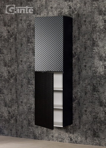 Regał łazienkowy wiszący szklane fronty czarny uchwyt Glow Gante