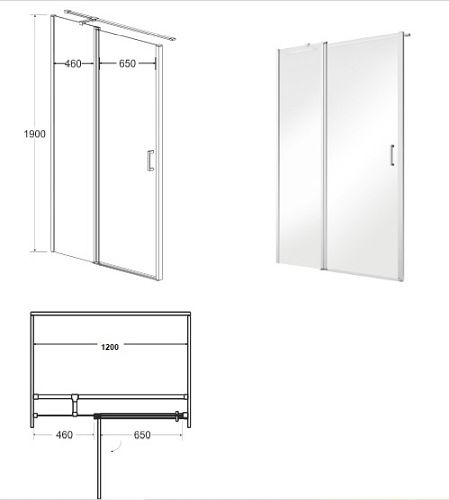 Kabina prysznicowa drzwi uchylne 120x80 cm Exo-C Black Besco