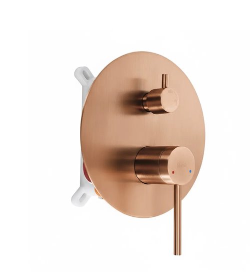 Miedź szczotkowana zestaw prysznicowy podtynkowy box Foss Clif Rea