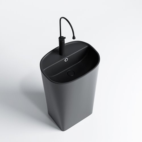 Umywalka wolnostojąca ceramiczna owalna czarny mat 49x37x83 cm CLARO-MTB-490