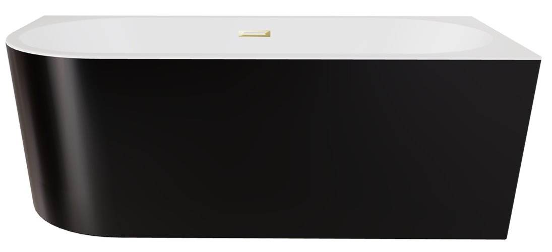 Wanna przyścienna czarno-biała narożna prawa syfon z przelewem złoty 170 cm Zoya B&W Besco WAS-170ZBPZ
