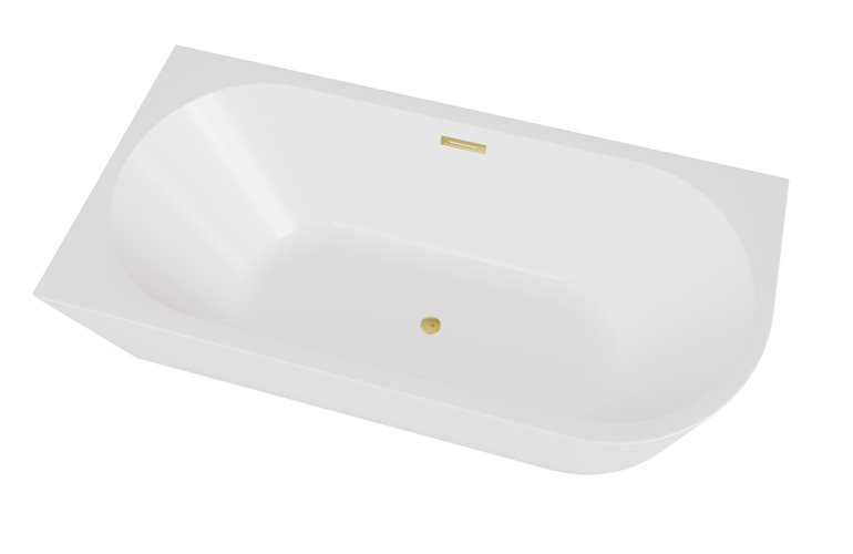 Wanna przyścienna narożna lewa syfon z przelewem złoty 170 cm Zoya Besco WAS-170-ZLZ