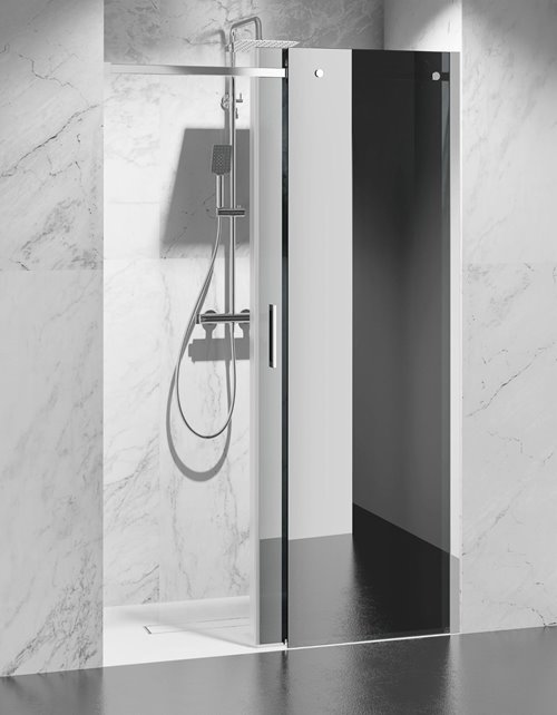 Drzwi prysznicowe rozsuwane prawe/lewe do wnęki 161-167 cm szkło 8mm grafitowe profile chrom Swiss Liniger