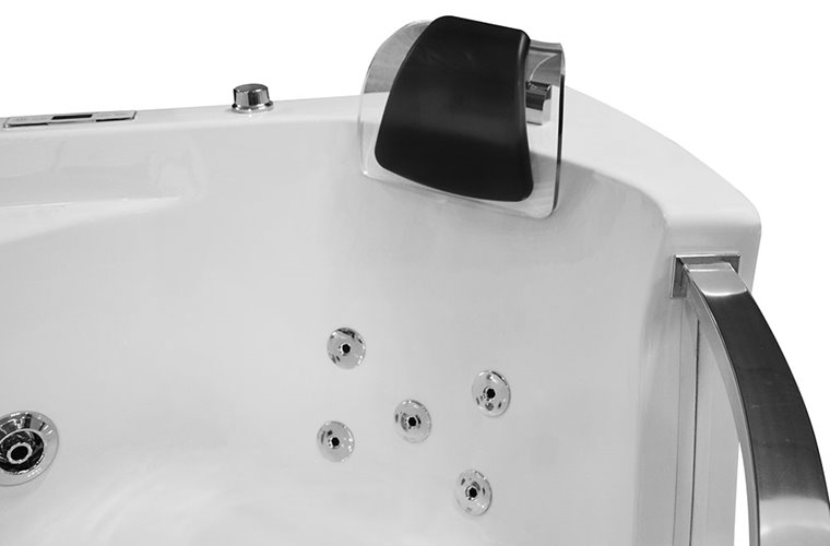 Wanna z hydromasażem narożna 135x135 cm MO-0057 czarny zagłówek