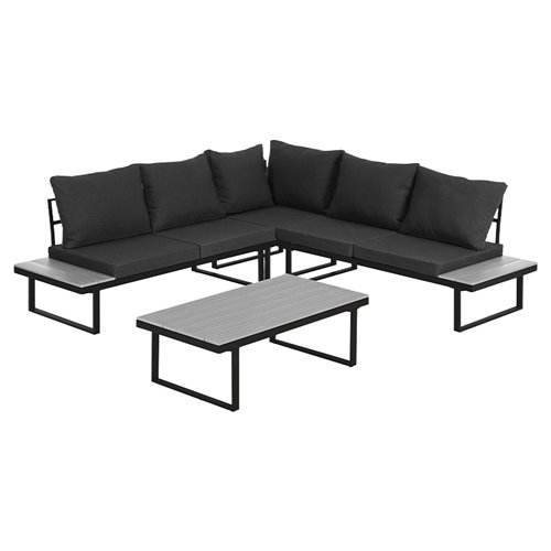 Zestaw mebli ogrodowych metalowych stół i narożnik Toba kolor czarny