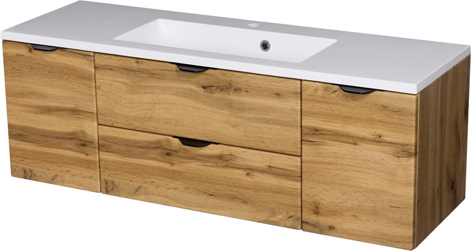 Szafka łazienkowa z umywalką wisząca dąb naturalny 120 cm Victa Gante