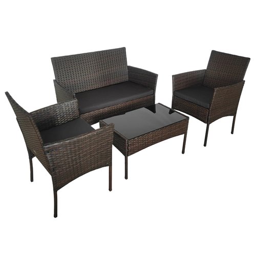 Zestaw mebli ogrodowych z technorattanu stół, sofa, krzesła dla 4 osób Luiza brąz