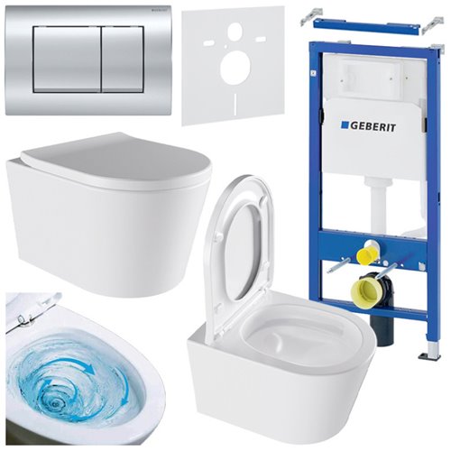 Zestaw podtynkowy stelaż GEBERIT DUOFIX + miska ELITE-WH-02 + przycisk DELTA 30 chrom