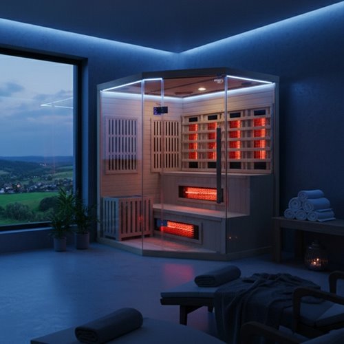 Sauna Combo na podczerwień + fińska 5-osobowa 150x150 cm Moss1 6KW