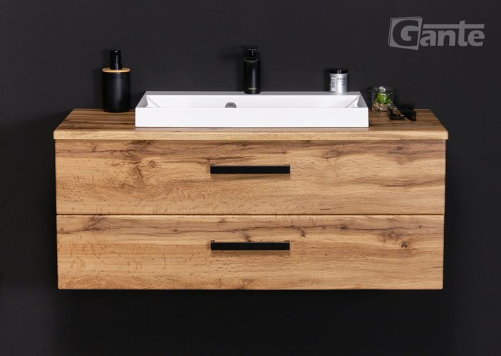 Szafka wisząca z umywalką nablatową 100 cm kolor dąb naturalny 39/2 seria Fokus Loft Gante