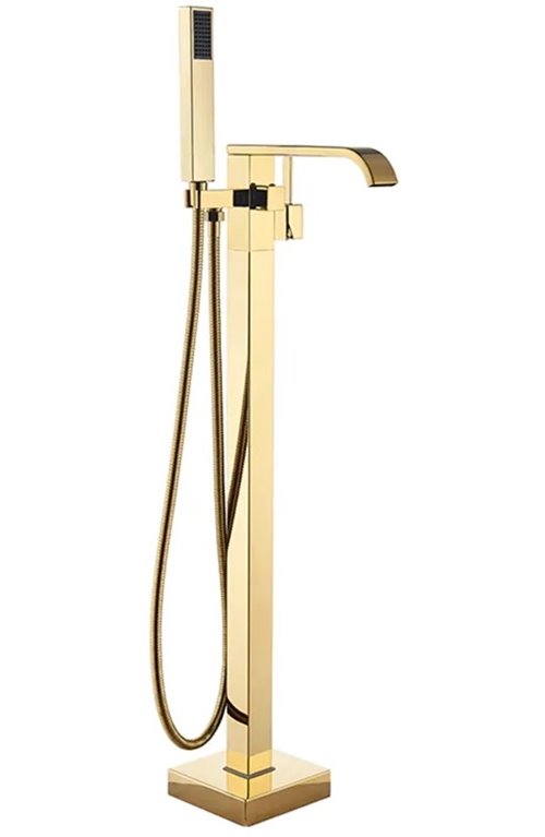 Złota bateria wannowa wolnostojąca Carat Rea