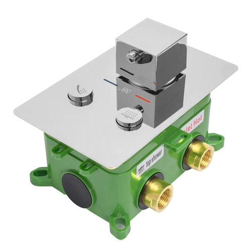 Chromowany zestaw prysznicowy podtynkowy z termostatem Fenix Davis Rea