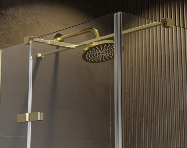 Złota kwadratowa kabina prysznicowa 90x90 lewa Pixa Gold Besco