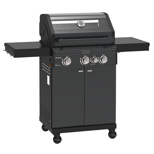 Grill gazowy ZEUS-B kolor czarny ruszt żeliwny moc 11,5 kW + pokrowiec + palnik boczny