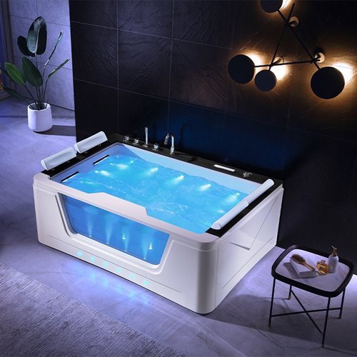 Dwuosobowa wanna z hydromasażem czarna deska 192x131 cm Zefir Hydrosan