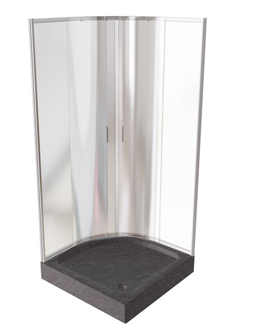 Zarya Besco chromowana kabina prysznicowa 80x80 powłoka ProClean + czarny brodzik 15 cm Alex Stone Effect Black