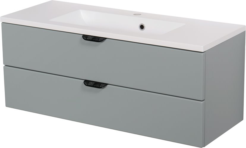 Szafka łazienkowa miętowa z umywalką czarny uchwyt 100 cm Magnolia Gante