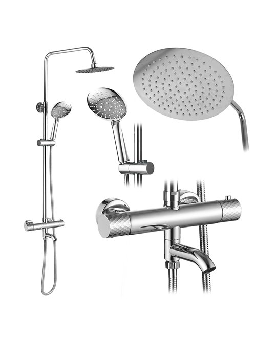 Zestaw prysznicowy natynkowy termostat Lungo Diamond Chrom Rea